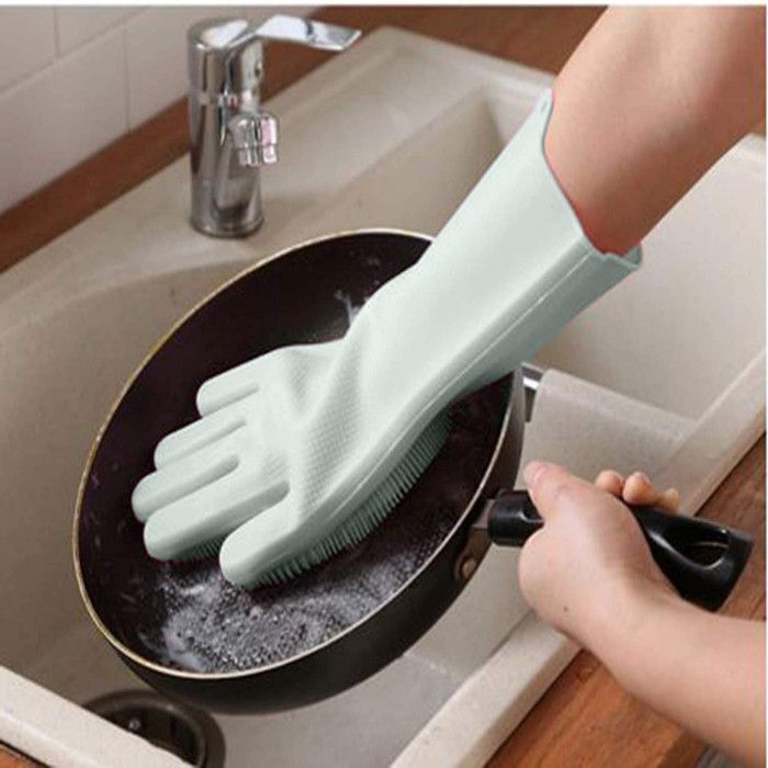 Silicon Dish Washing Kitchen Hand Gloves -1Pair - Image 4