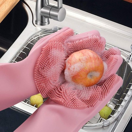Silicon Dish Washing Kitchen Hand Gloves -1Pair - Image 3